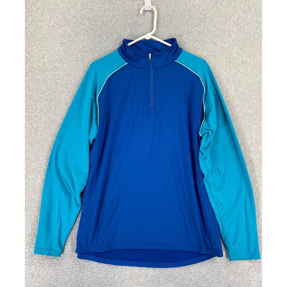 Peter Millar Crown Sport Mens Large 1/4 Zip Long Sleeve Pullover Plaza Blue